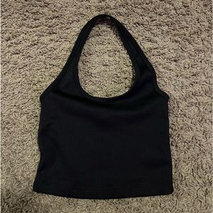 black h&m ribbed halter top